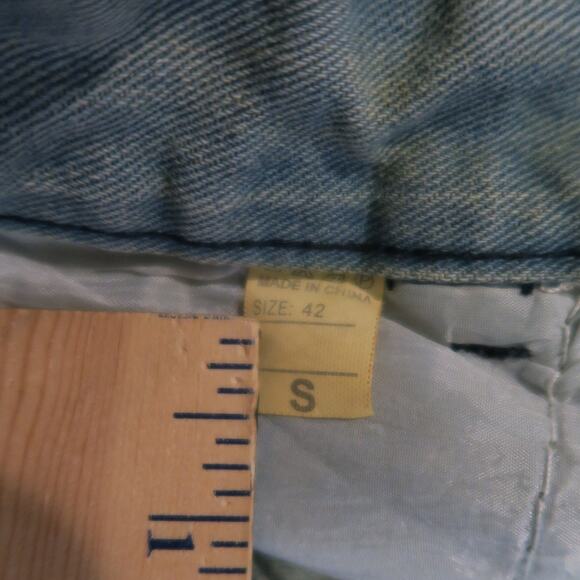 Vintage Embroidered Butterfly Oversized Baggy Jeans Womens Stonewash Whisker GUC - Picture 5 of 11